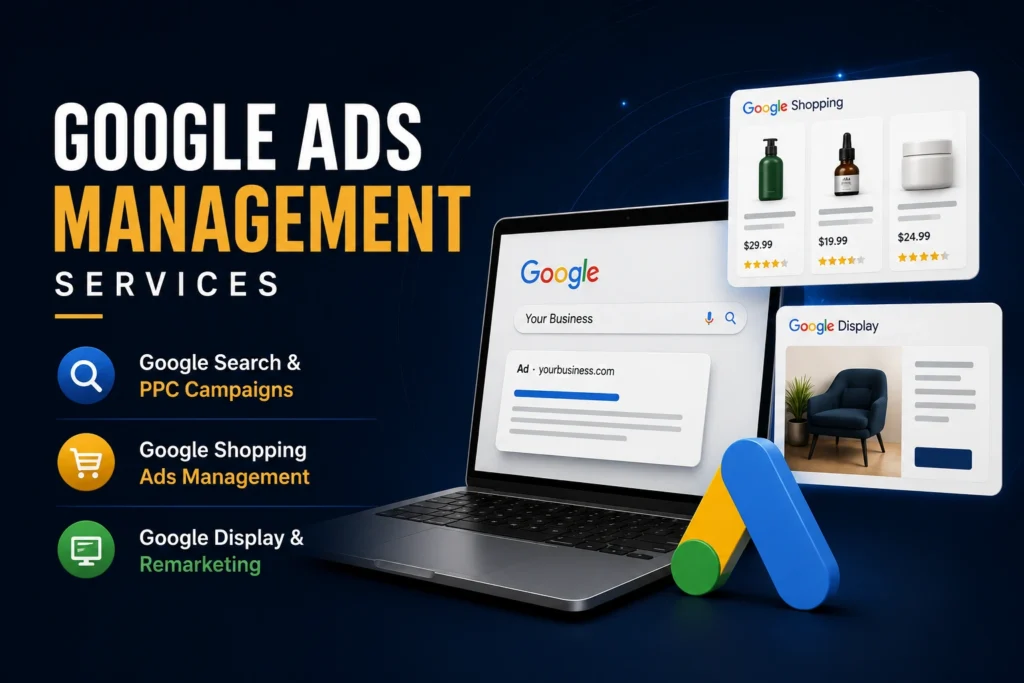 Google Ads management services by WOD Solution for search, shopping and remarketing campaigns